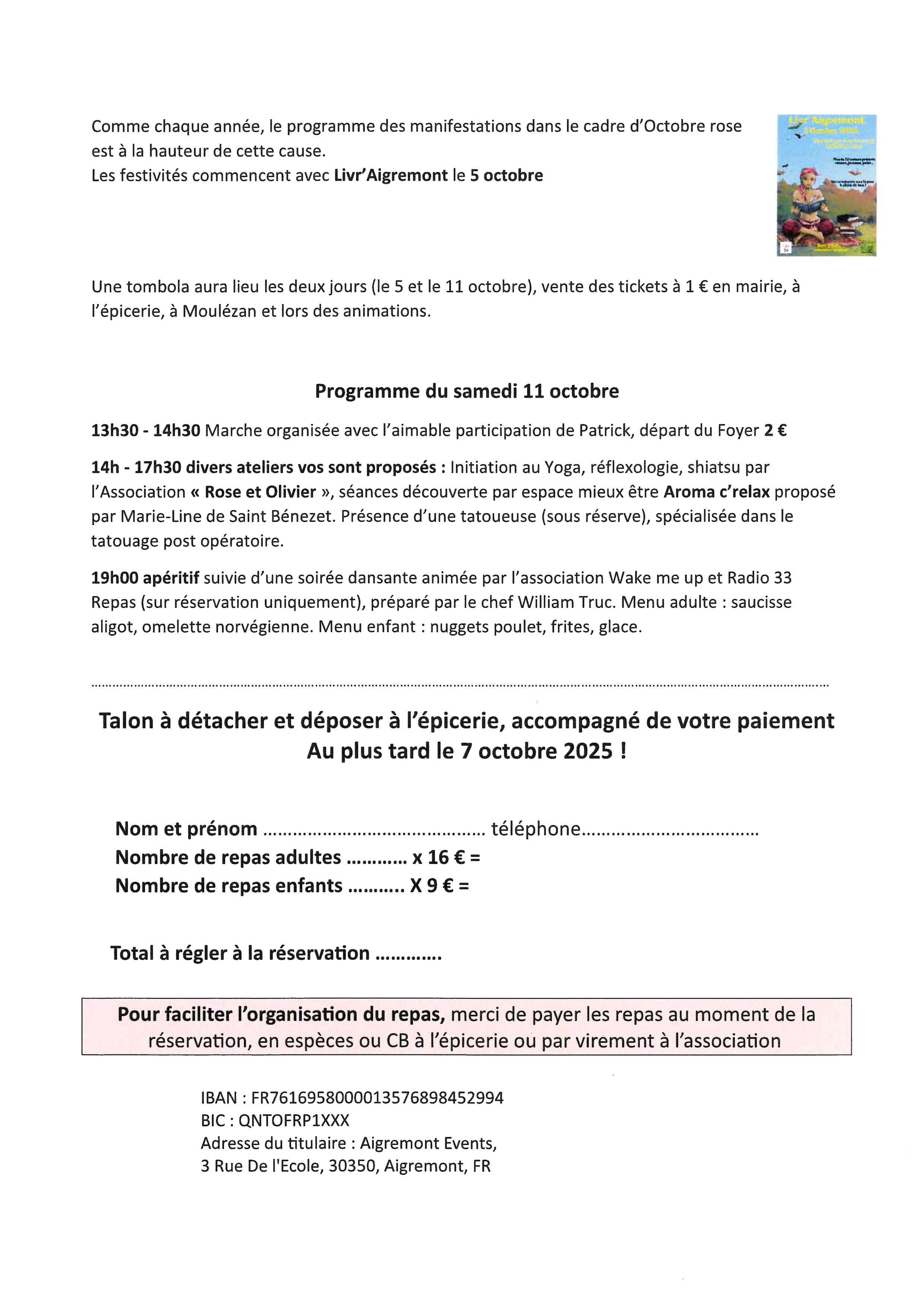 DETAIL PROGRAMME - FICHE REPAS 2025